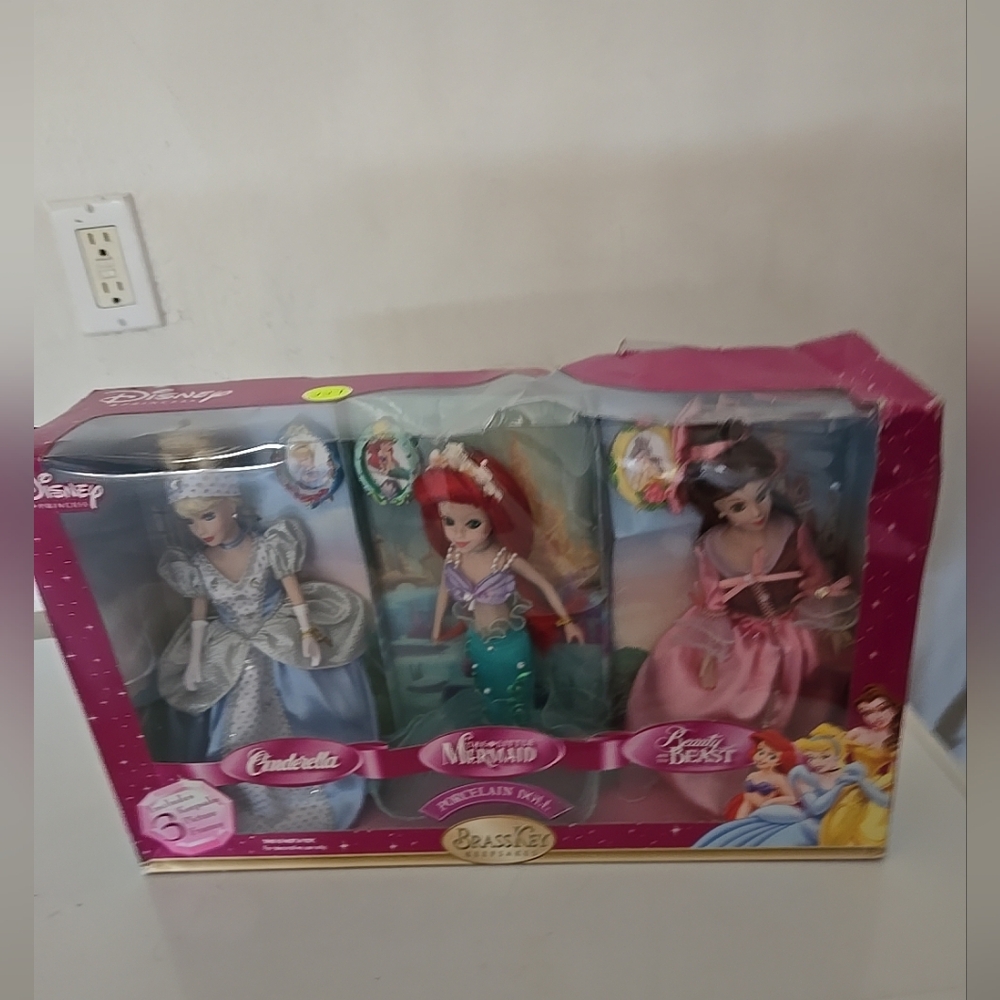 BrassKey Keepsakes Disney Princess Porcelain Collector Doll Set of 3